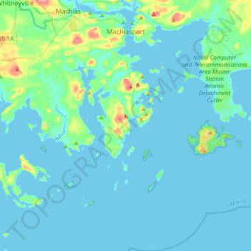 Carte topographique Machiasport, altitude, relief