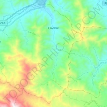 Carte topographique Coviriali, altitude, relief