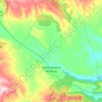 Carte topographique Fuentelespino de Moya, altitude, relief