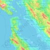 Carte topographique San Francisco Bay, altitude, relief