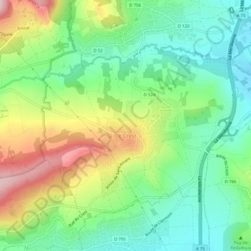 Carte topographique Le Crest, altitude, relief