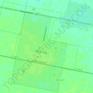 Carte topographique Municipio de Arias, altitude, relief