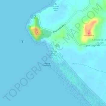 Carte topographique Kampung Bagan Segenting, altitude, relief