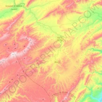 Carte topographique Bou Azmou, altitude, relief