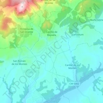 Carte topographique Castillo de Bayuela, altitude, relief