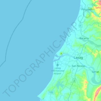 Carte topographique Laoag, altitude, relief