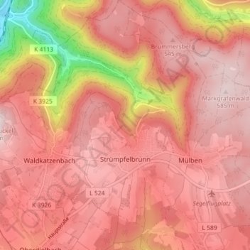 Carte topographique Strümpfelbrunn, altitude, relief