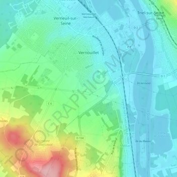 Carte topographique Vernouillet, altitude, relief