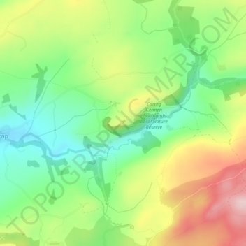 Carte topographique Carreg Cennen Castle, altitude, relief