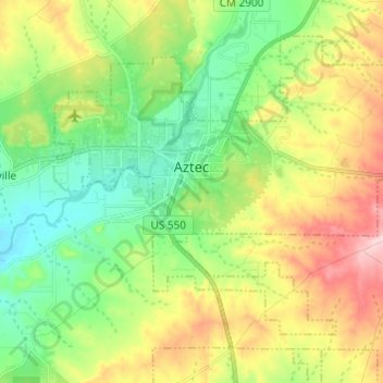 Carte topographique Aztec, altitude, relief