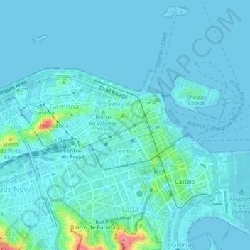 Carte topographique Centro, altitude, relief