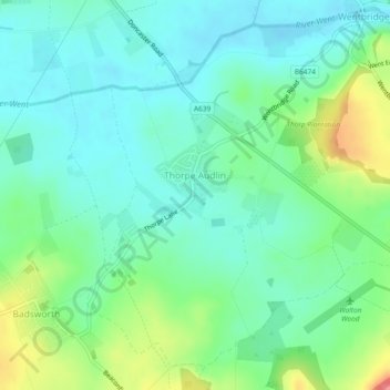 Carte topographique Thorpe Audlin, altitude, relief