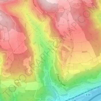 Carte topographique Eschbach, altitude, relief