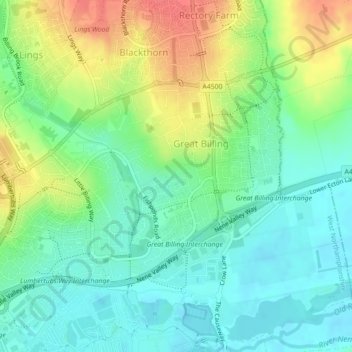 Carte topographique Billing, altitude, relief