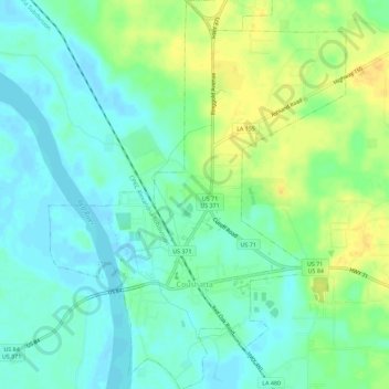 Carte topographique Coushatta, altitude, relief