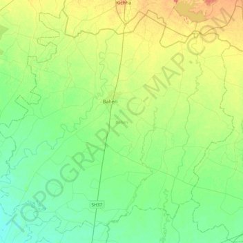 Carte topographique Baheri, altitude, relief