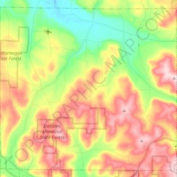 Carte topographique Town of Mansfield, altitude, relief