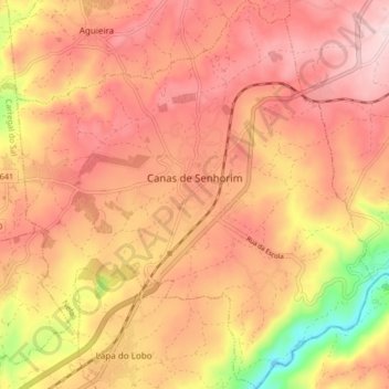 Carte topographique Canas de Senhorim, altitude, relief