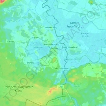 Carte topographique Schollene, altitude, relief