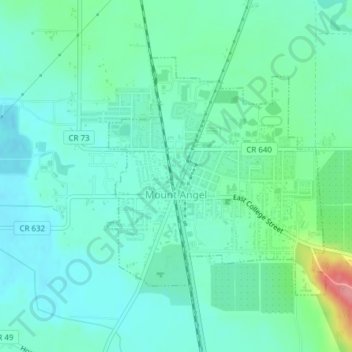 Carte topographique Mount Angel, altitude, relief