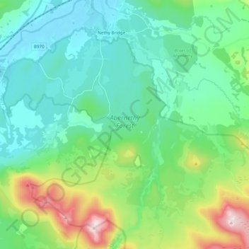 Carte topographique Abernethy Forest, altitude, relief