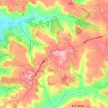 Carte topographique Cours, altitude, relief