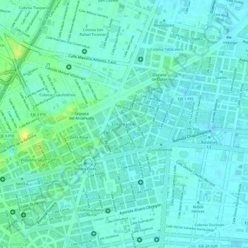 Carte topographique Juárez, altitude, relief