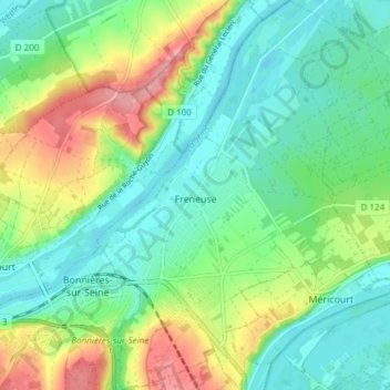 Carte topographique Freneuse, altitude, relief