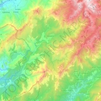 Carte topographique Bastelica, altitude, relief