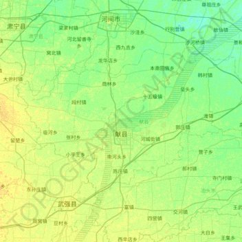 Carte topographique Xian, altitude, relief
