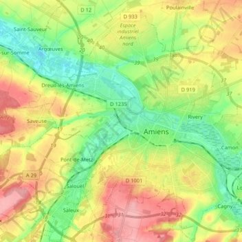 Carte topographique Hauts-de-France, altitude, relief