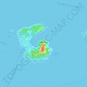 Carte topographique Peng Chau, altitude, relief