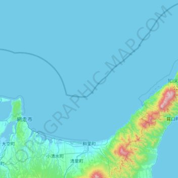 Carte topographique 斜里町, altitude, relief