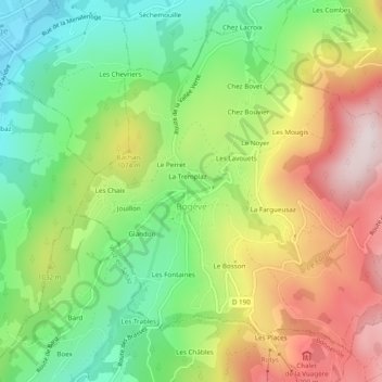 Carte topographique Bogève, altitude, relief