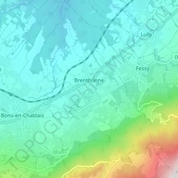 Carte topographique Brenthonne, altitude, relief