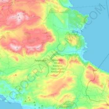 Carte topographique Épidaure, altitude, relief