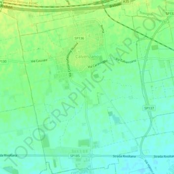 Carte topographique Calvenzano, altitude, relief