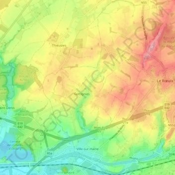 Carte topographique Ville-sur-Haine, altitude, relief