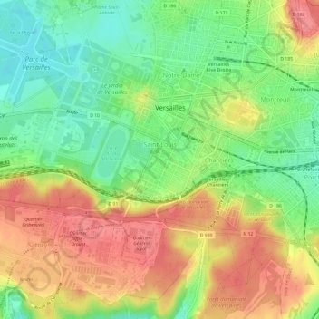 Carte topographique Saint-Louis, altitude, relief