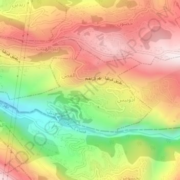 Carte topographique Adonis, altitude, relief