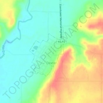 Carte topographique Dexter, altitude, relief