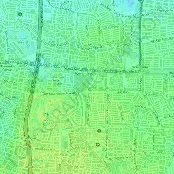 Carte topographique Rawamangun, altitude, relief