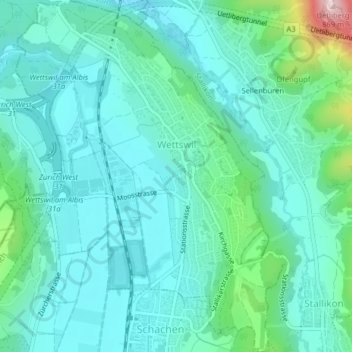Carte topographique Wettswil am Albis, altitude, relief