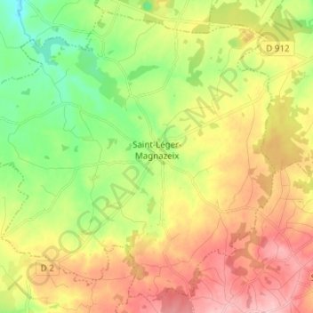 Carte topographique Saint-Léger-Magnazeix, altitude, relief