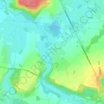 Carte topographique Spiennes, altitude, relief