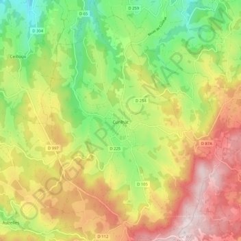 Carte topographique Cunlhat, altitude, relief