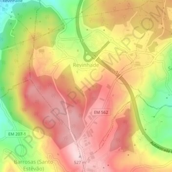 Carte topographique Revinhade, altitude, relief