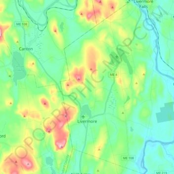 Carte topographique Livermore, altitude, relief