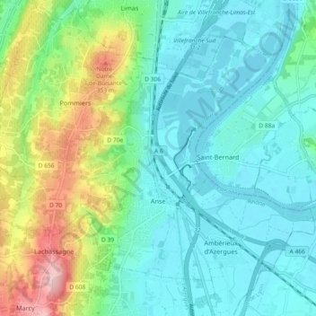 Carte topographique Anse, altitude, relief