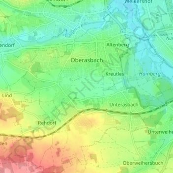 Carte topographique Oberasbach, altitude, relief